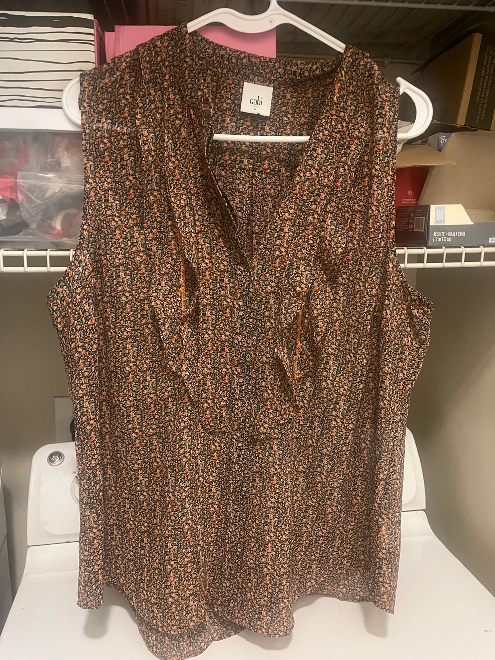 CAbi lightweight pullover ruffled blouse size L